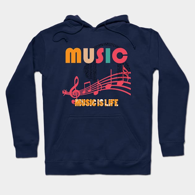 Music Hoodie by CreativeIkbar Prints